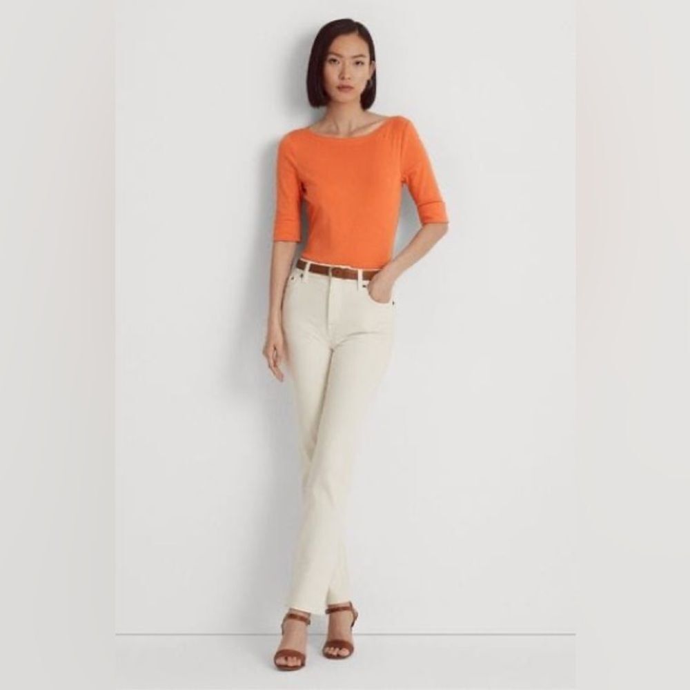 Ralph Lauren Plus Size Boatneck Elbow-Sleeve Top, Boatneck Orange Size 2X NEW - Picture 8 of 15